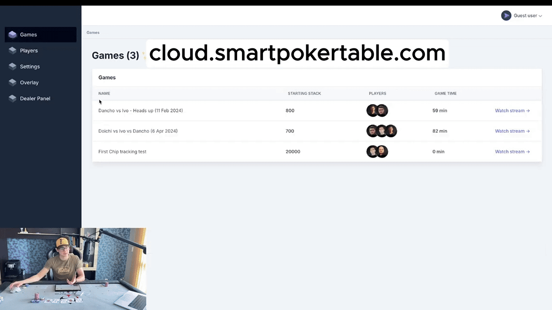 Smart poker table cloud analytics